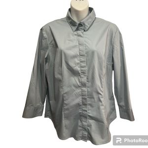 New York & Company button down blouse size XL Blueish gray color 3/4 sleeves